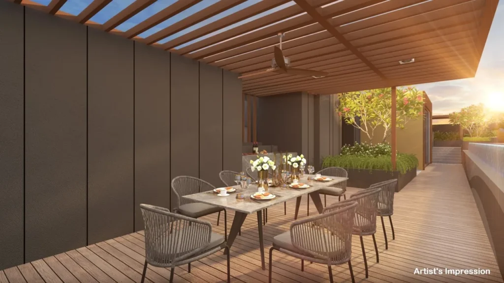 Gems Ville BBQ dining pavilion and outdoor lounge