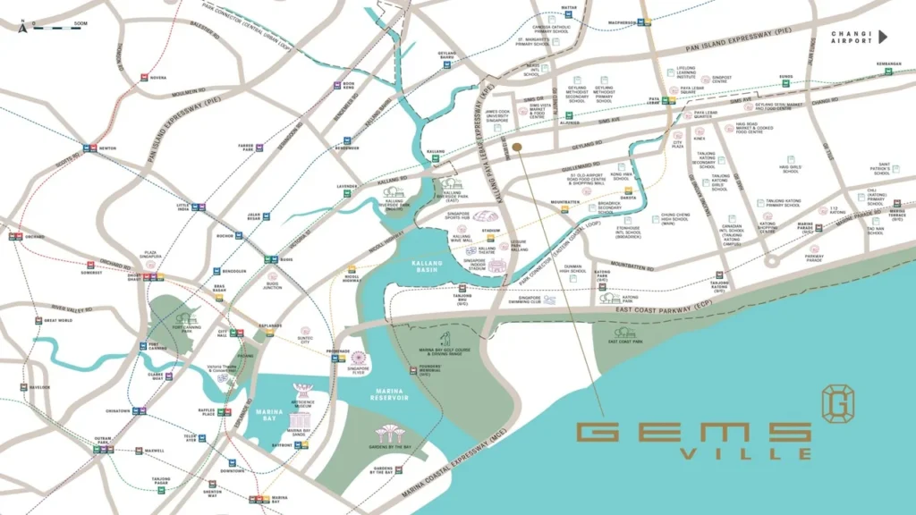 Gems Ville location map near Aljunied MRT and Kallang MRT