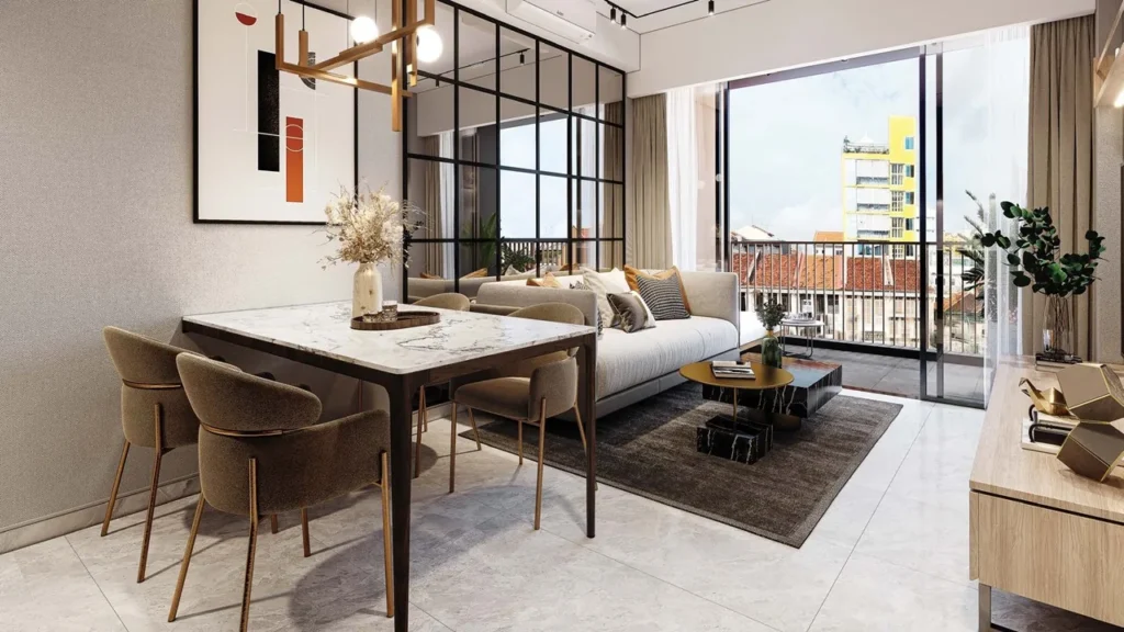 Gems Ville showflat living and dining area